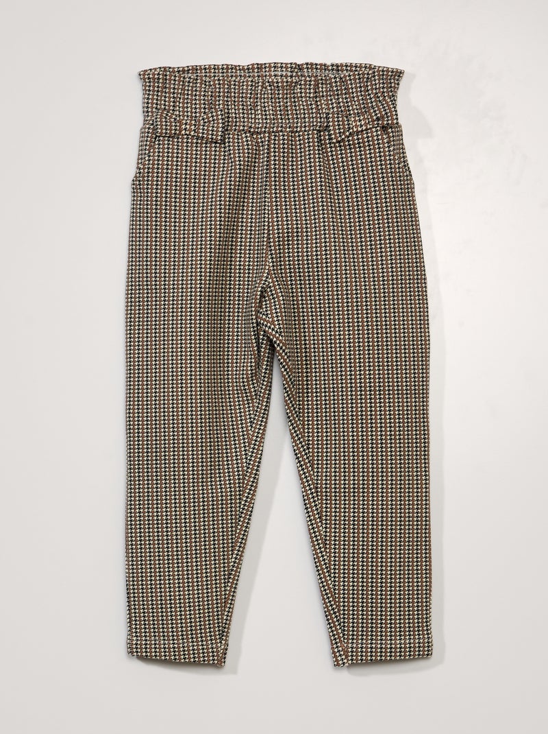 Pantalon met pied-de-poule-motief BRUIN - Kiabi