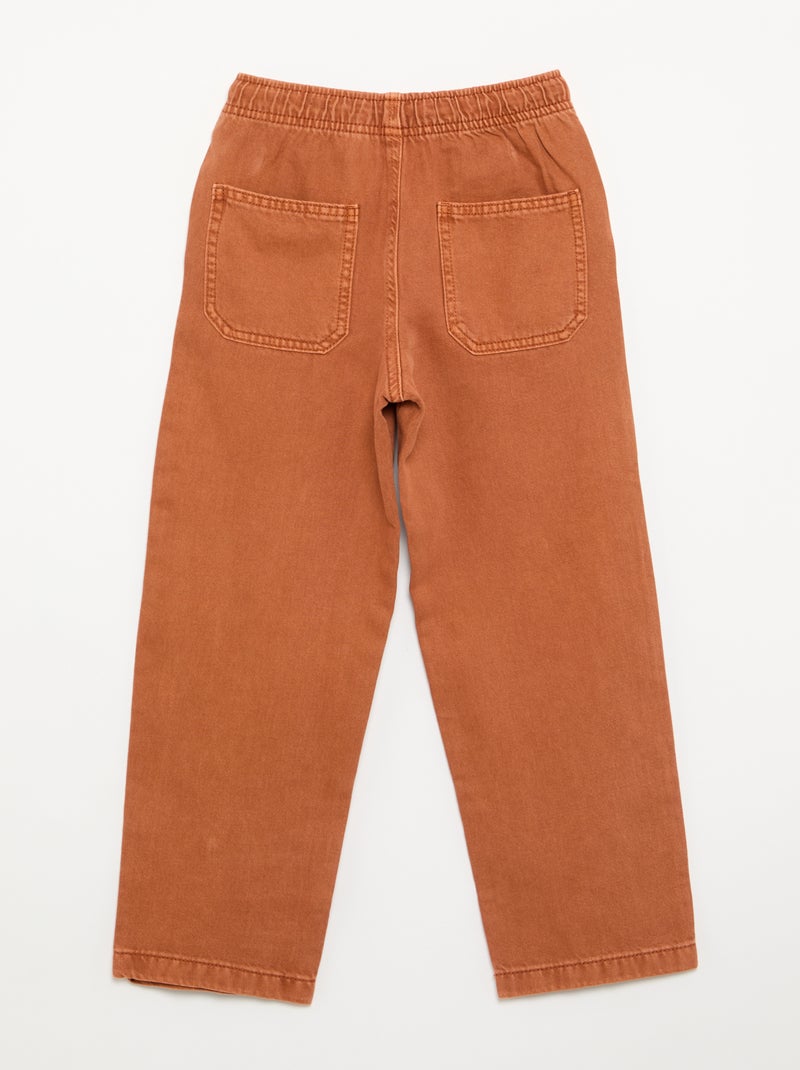 Pantalon van twill met trekkoordjes Oranje - Kiabi