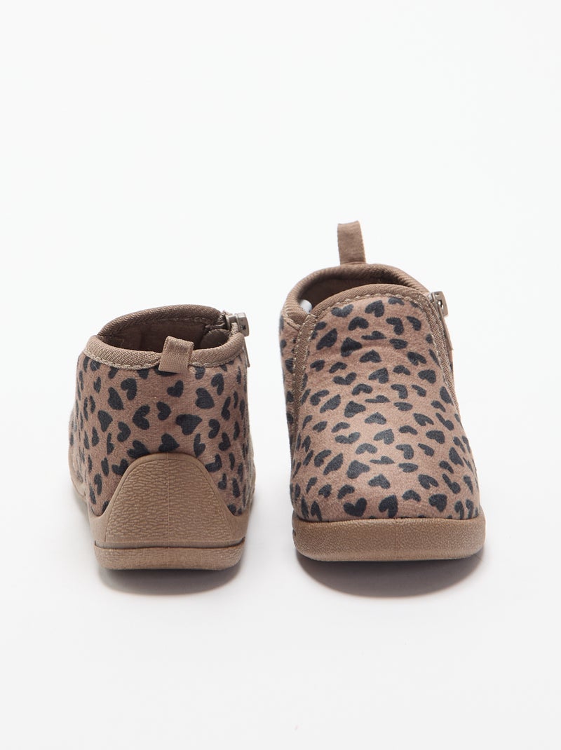 Pantoffellaarsjes met luipaardprint Bruin - Kiabi