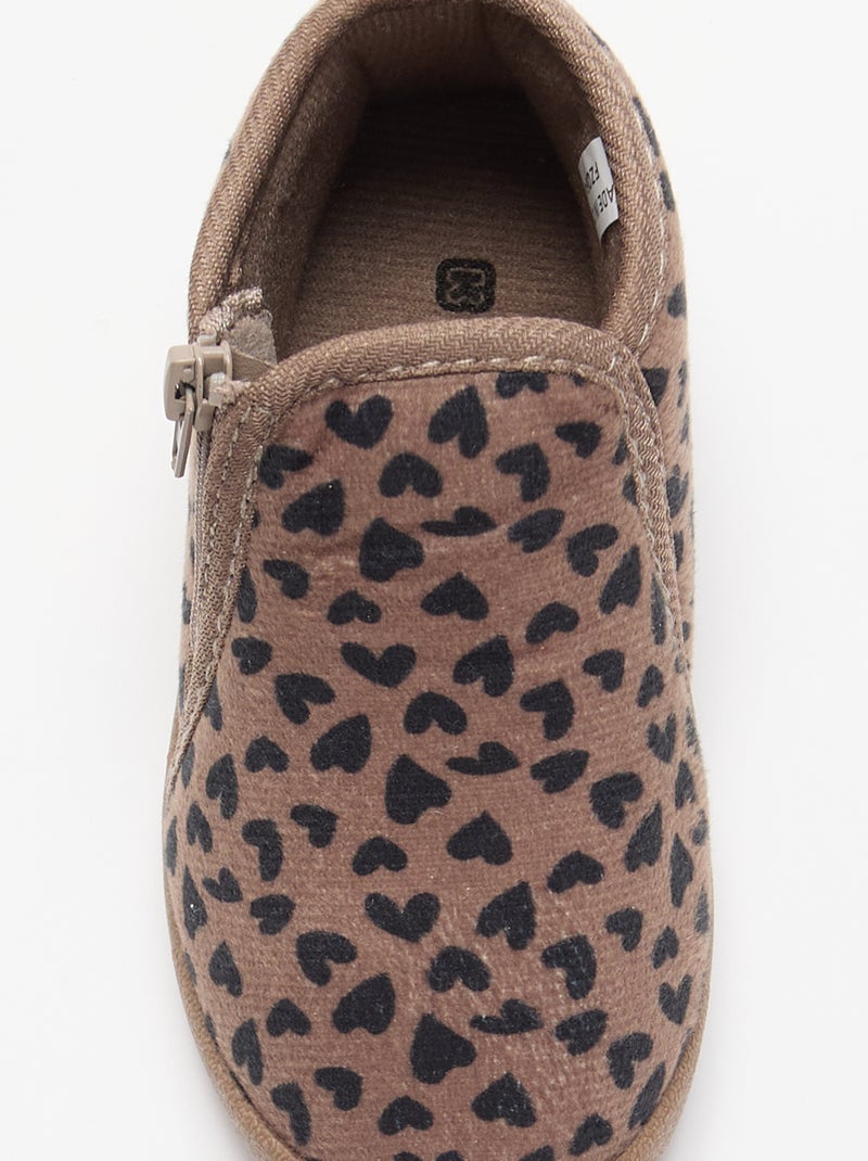 Pantoffellaarsjes met luipaardprint Bruin - Kiabi