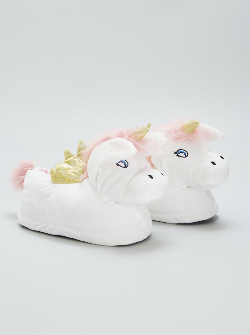 Pantoffels met eenhoorn in 3D WIT - Kiabi