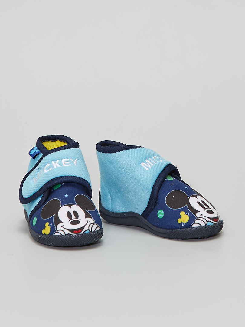 Pantoffels met klittenband 'Mickey' blauw - Kiabi