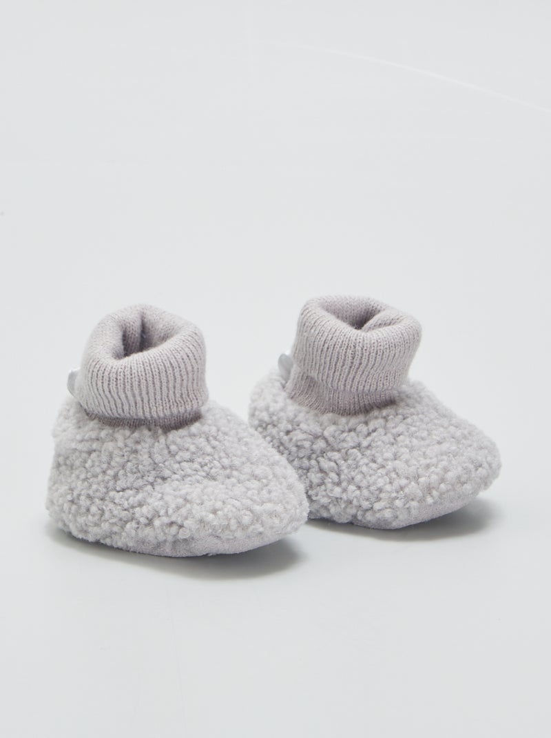 Pantoffels met schapenvacht effect GRIJS - Kiabi