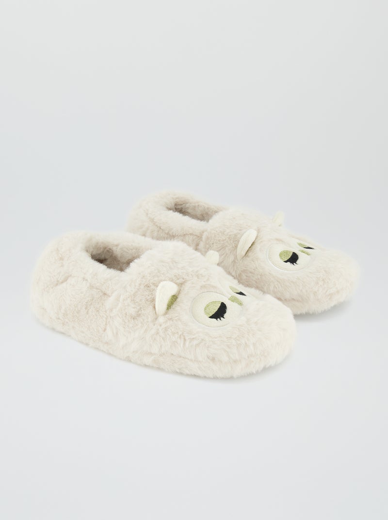 Pantoffels met schapenvacht effect WIT - Kiabi