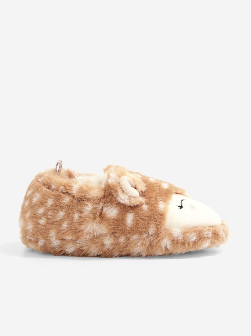 Pantoffels met schapenvachteffect Bruin - Kiabi