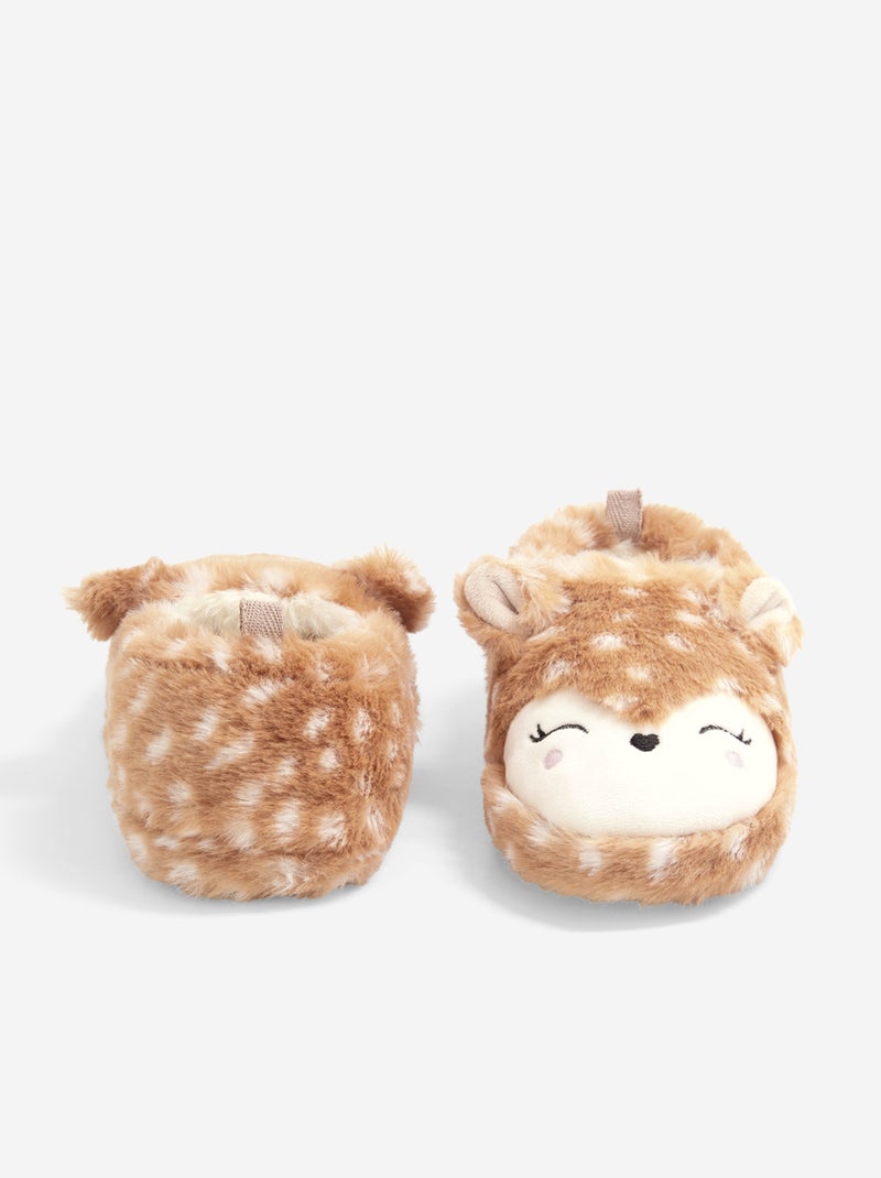 Pantoffels met schapenvachteffect Bruin - Kiabi