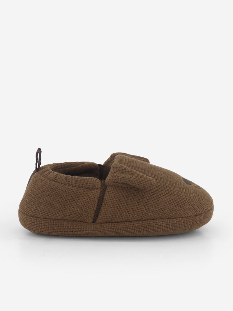Pantoffels van gewafelde stof Bruin - Kiabi