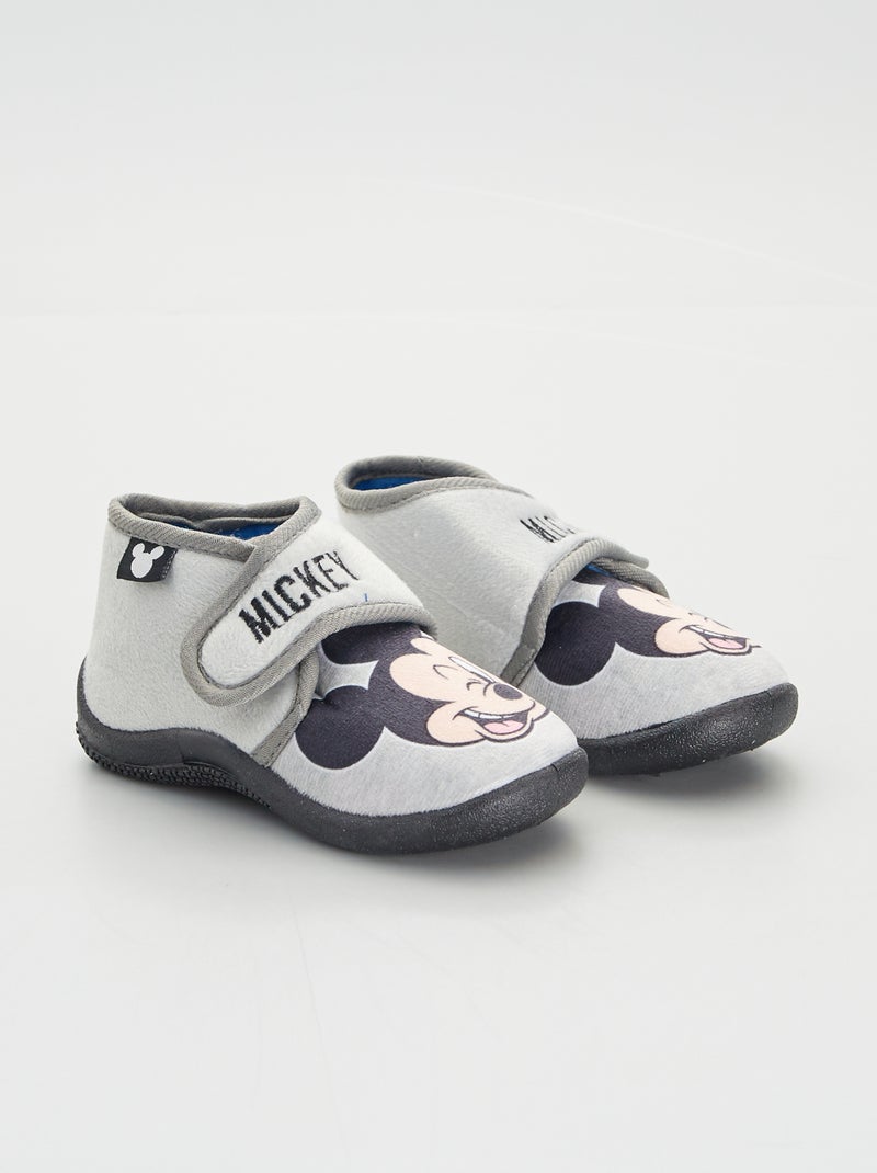 Pantoffels van velours 'Mickey' GRIJS - Kiabi