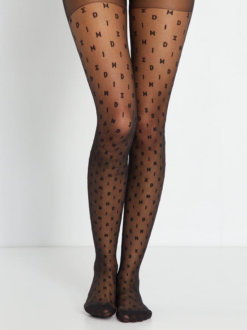Panty met fantasiepatroon 'DIM' zwart - Kiabi