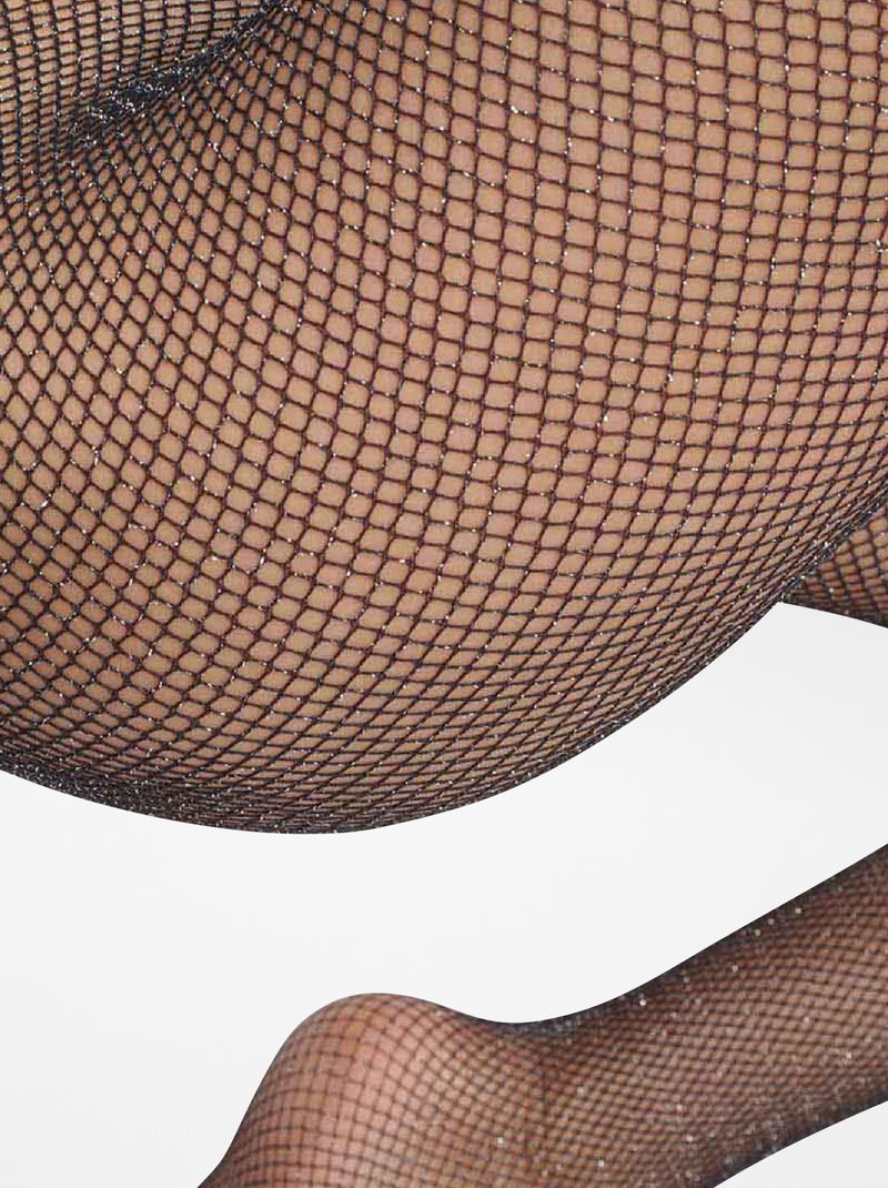 Panty van nettricot met zilverkleurig garen 'DIM' zwart - Kiabi