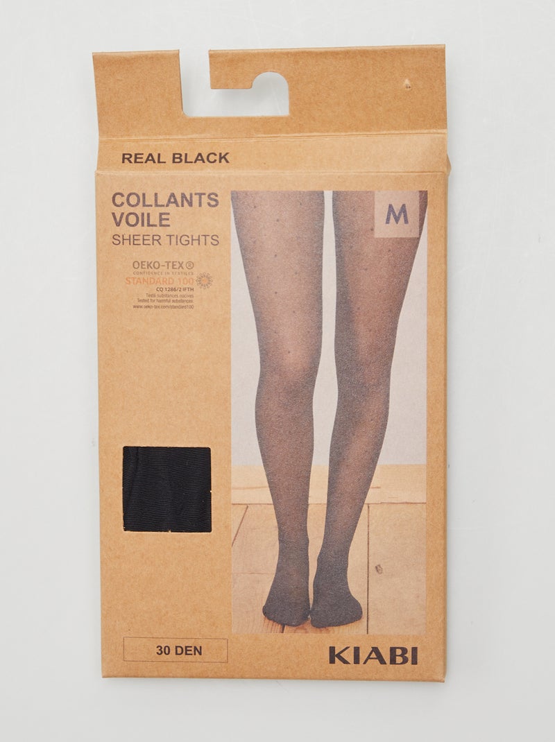 Panty van voile met stippenmotief ZWART - Kiabi
