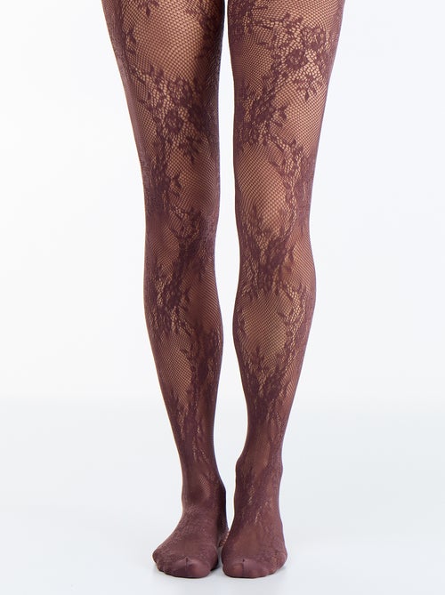 Panty's met bloemenmotief en kanteffect - Kiabi