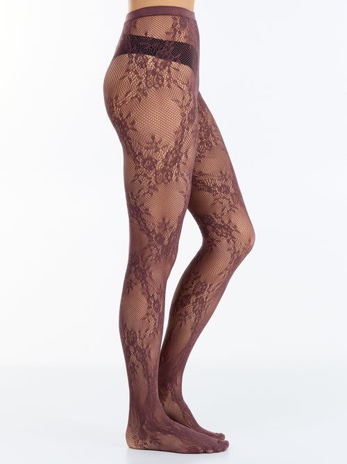 Panty's met bloemenmotief en kanteffect - Kiabi