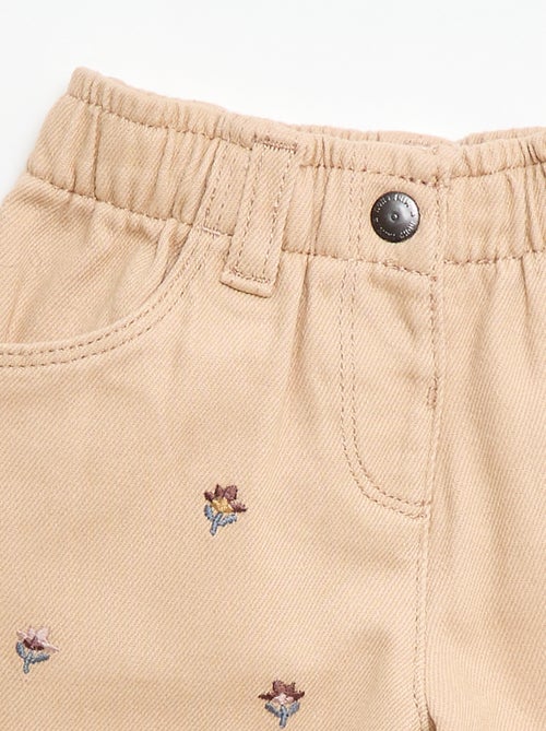 Paperbag broek met 'bloemen' borduursel - Kiabi
