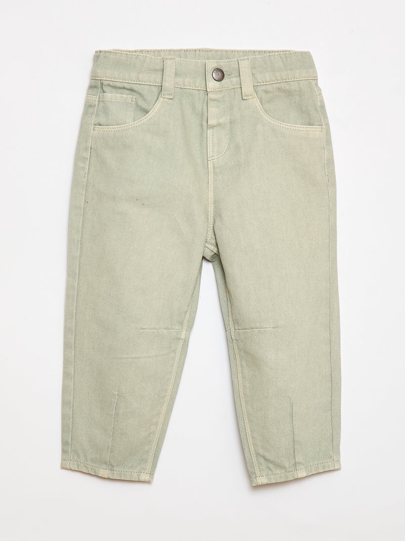 Paperbag broek van katoentwill Grijs - Kiabi