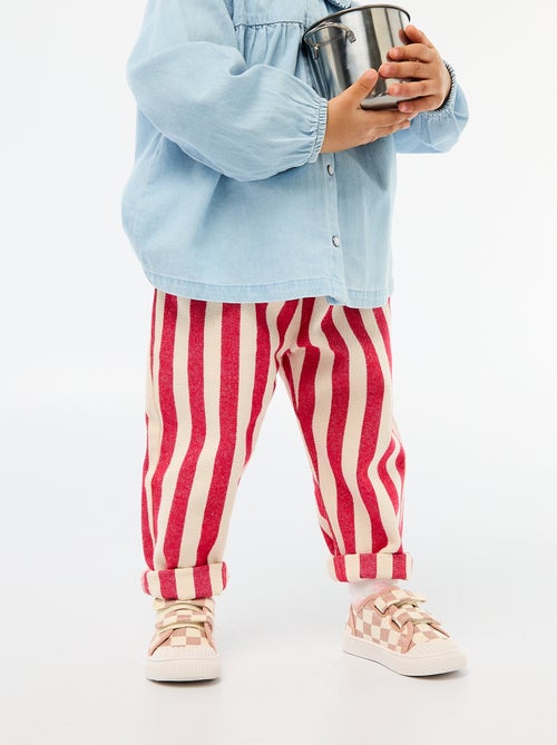 Paperbag broek van katoentwill - Kiabi