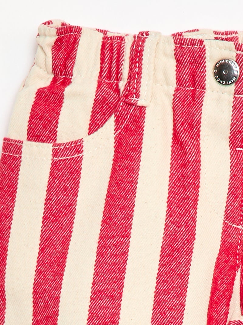 Paperbag broek van katoentwill Rood - Kiabi