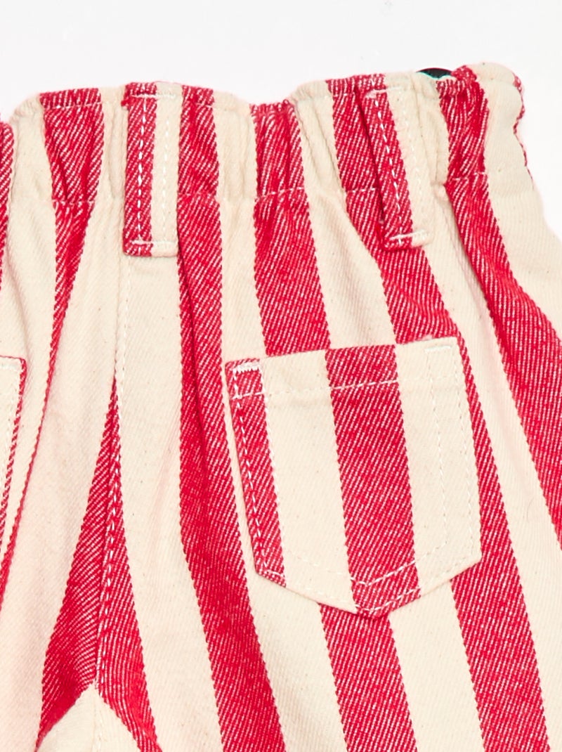 Paperbag broek van katoentwill Rood - Kiabi