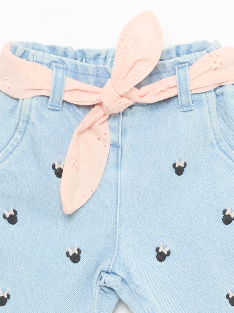 Paperbag jeans met 'Minnie'-motief 'Disney' Blauw - Kiabi