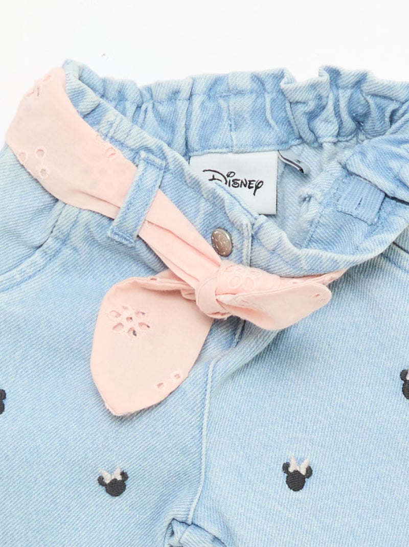 Paperbag jeans met 'Minnie'-motief 'Disney' Blauw - Kiabi