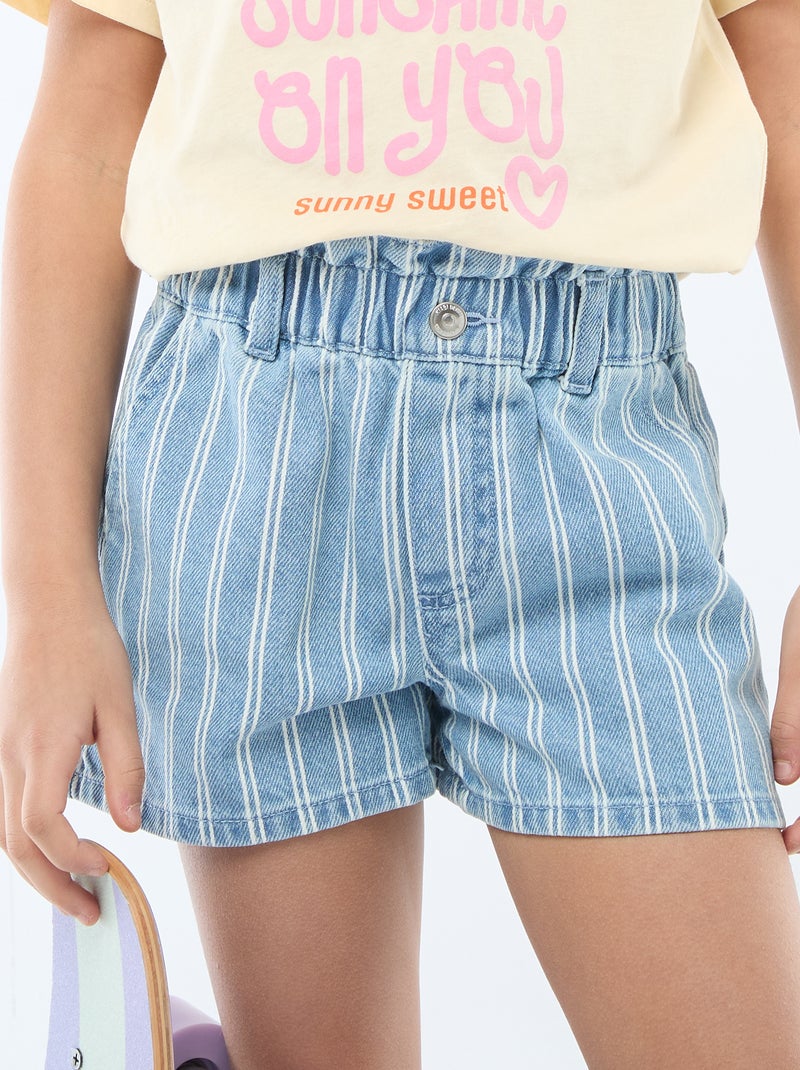 Paperbag jeansshort Blauw - Kiabi