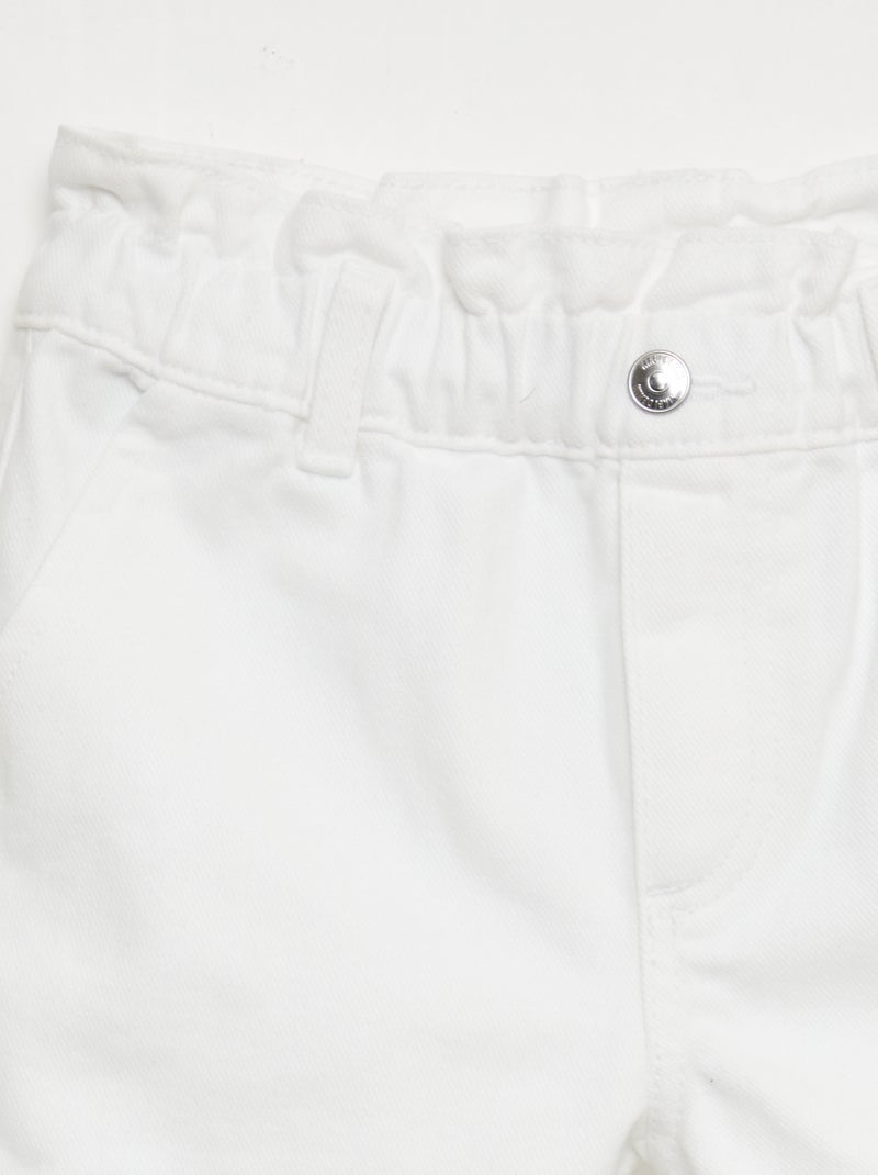 Paperbag jeansshort Wit - Kiabi