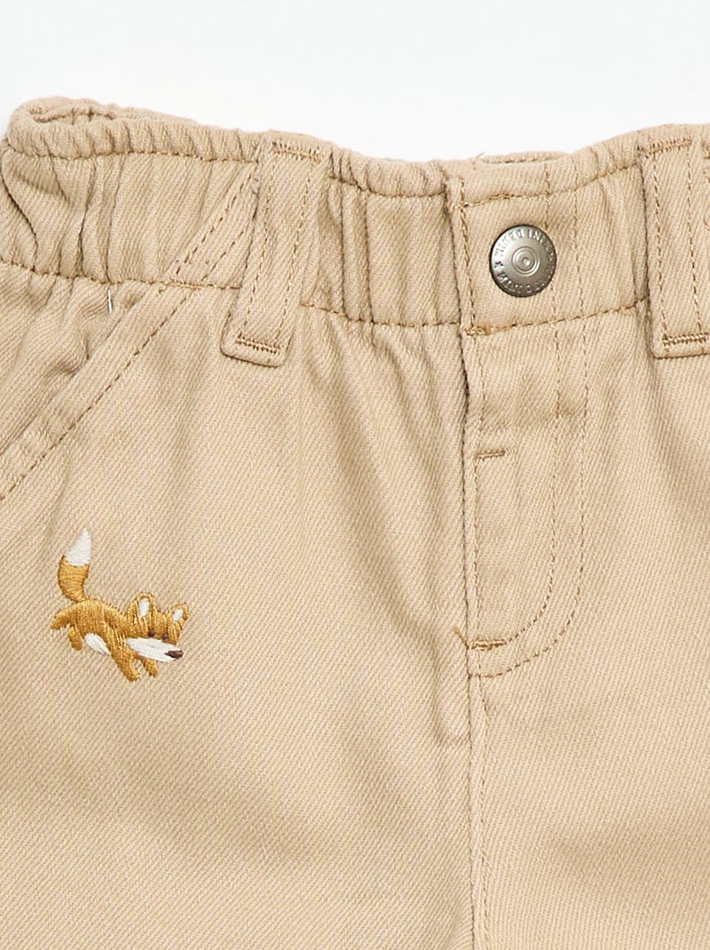 Paperbagbroek van twill Biege - Kiabi