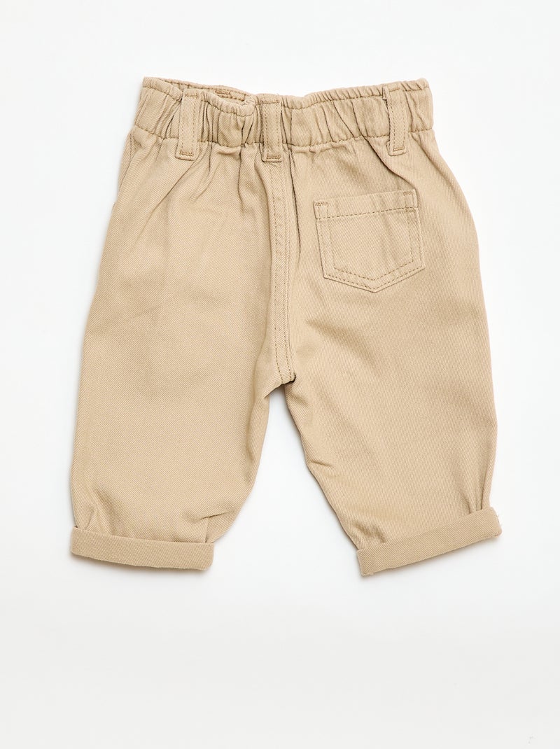 Paperbagbroek van twill Biege - Kiabi