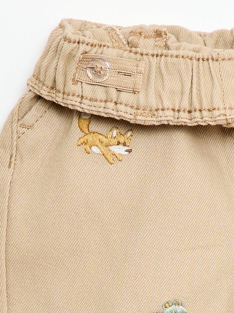Paperbagbroek van twill Biege - Kiabi