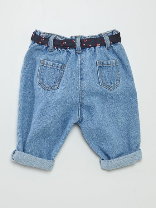 Paperbagjeans + riem met motiefje - Kiabi