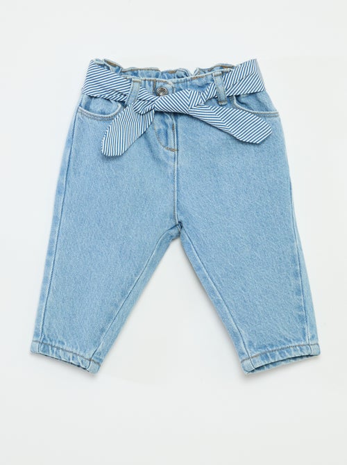 Paperbagjeans + riem met motiefje - Kiabi