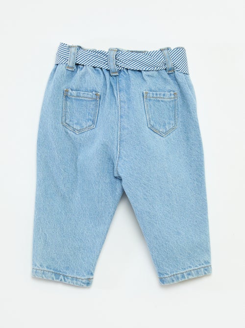 Paperbagjeans + riem met motiefje - Kiabi