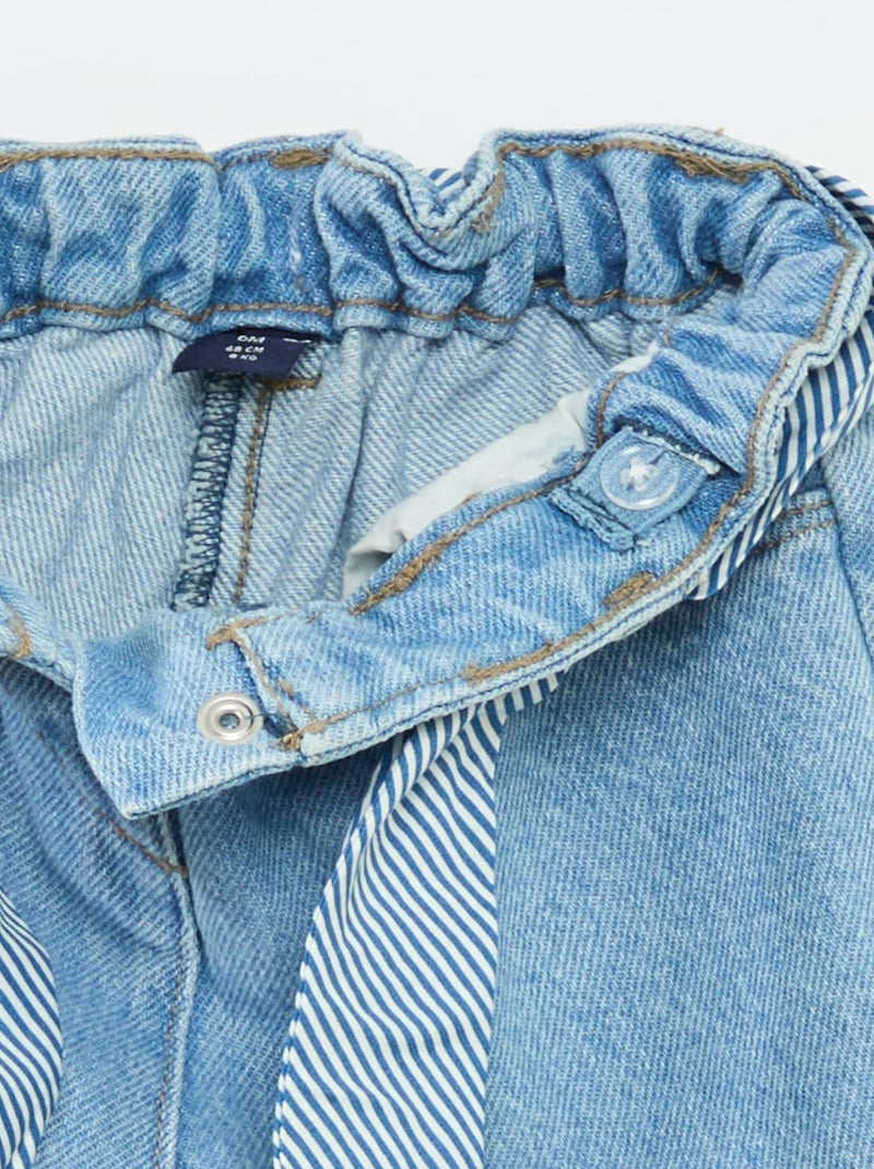 Paperbagjeans + riem met motiefje Blauw - Kiabi