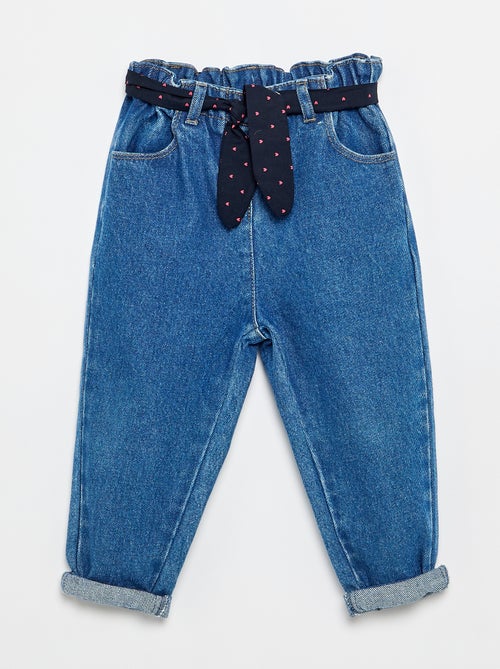 Paperbagjeans + riem met motiefje - Kiabi