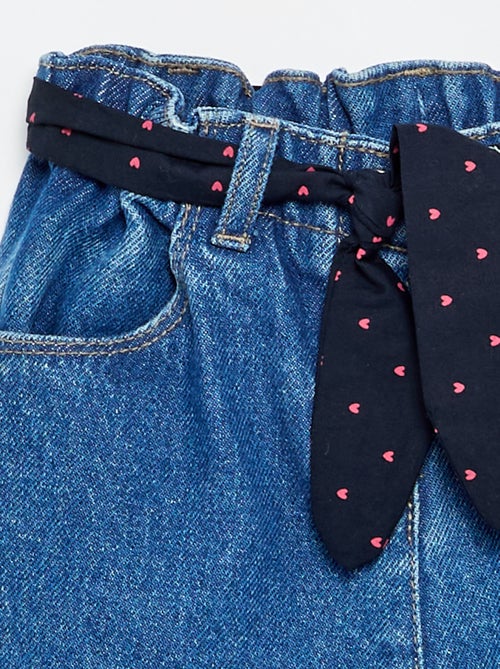 Paperbagjeans + riem met motiefje - Kiabi