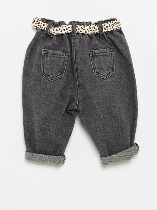 Paperbagjeans + riem met motiefje - Kiabi