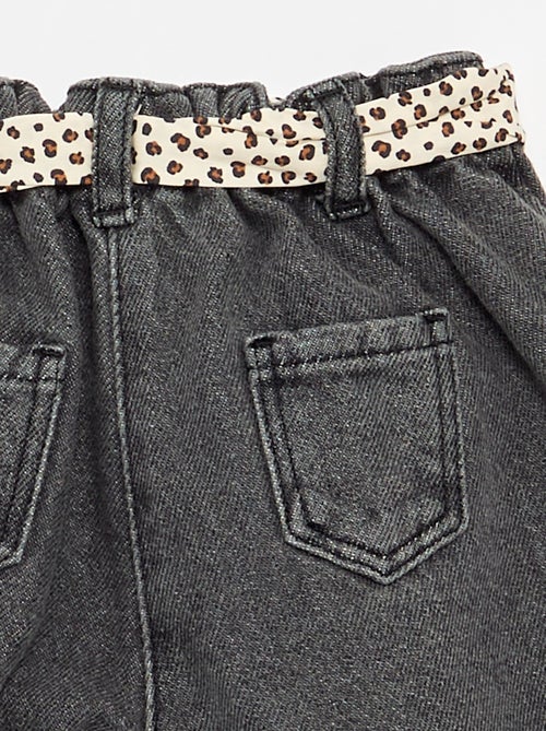 Paperbagjeans + riem met motiefje - Kiabi