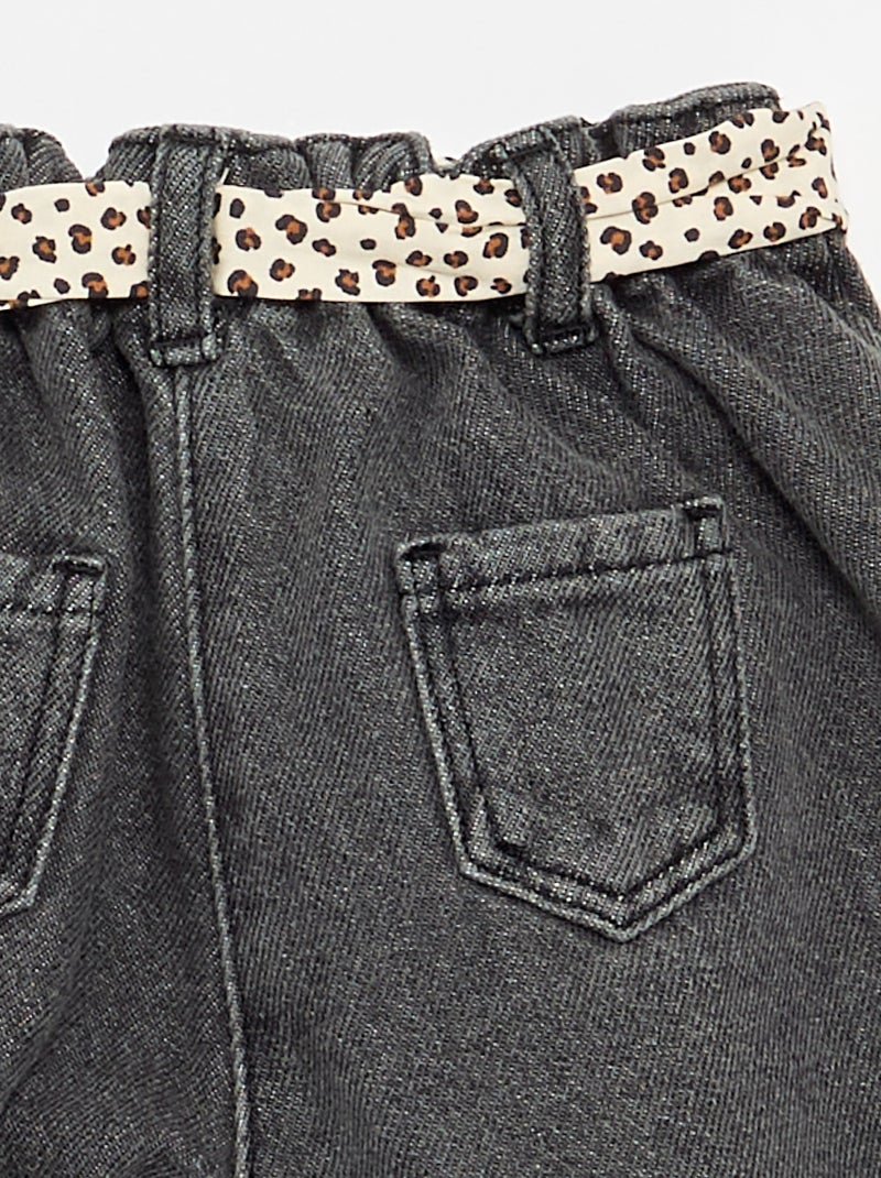 Paperbagjeans + riem met motiefje Wit - Kiabi