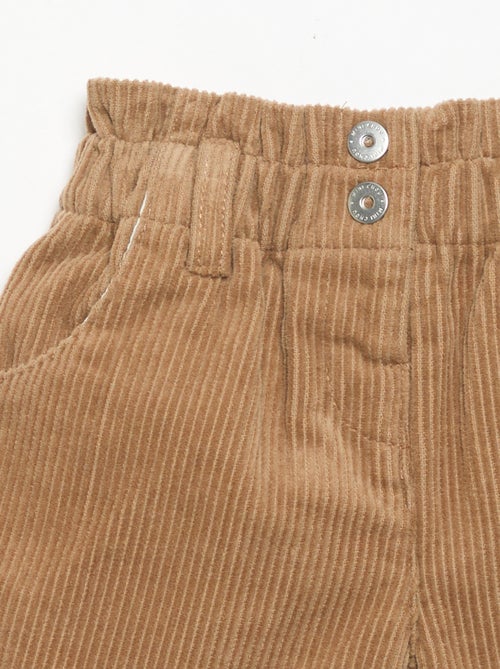 Paperbagshort van ribfluweel - Kiabi