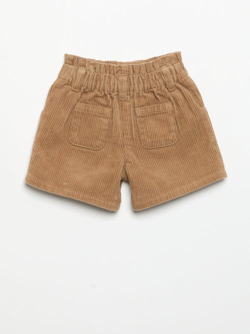 Paperbagshort van ribfluweel - Kiabi