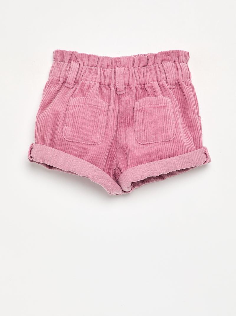 Paperbagshort van ribfluweel Rose - Kiabi
