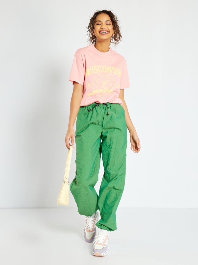 Parachutebroek van nylon GROEN - Kiabi