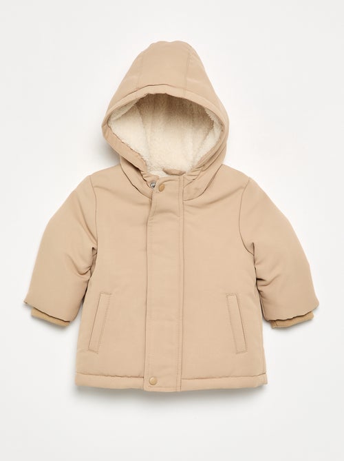 Parka met capuchon en schapenvachtvoering - Kiabi