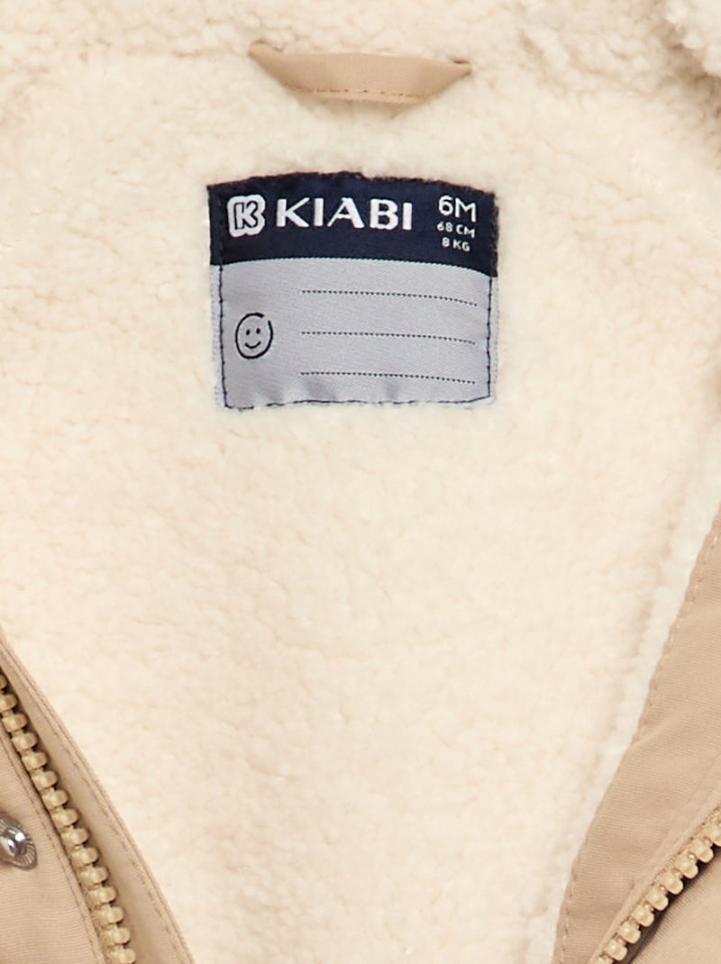 Parka met capuchon en schapenvachtvoering Biege - Kiabi