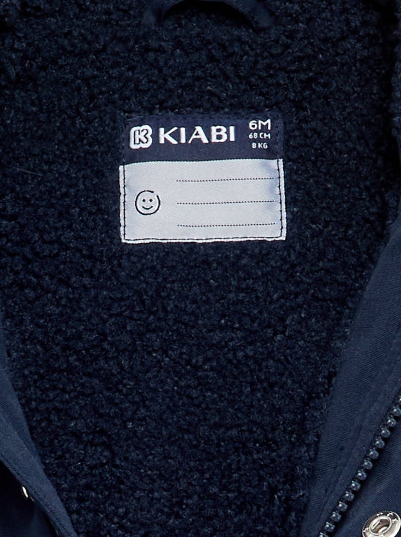 Parka met capuchon en schapenvachtvoering Blauw - Kiabi