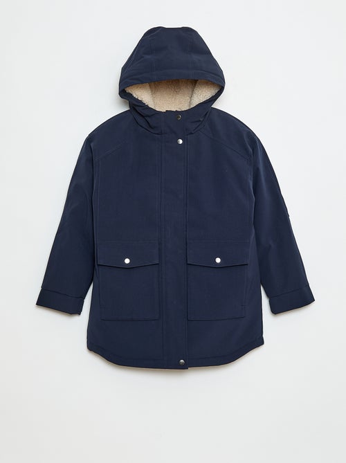 Parka met capuchon en voering met schapenvachteffect - Kiabi