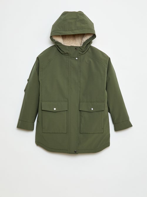 Parka met capuchon en voering met schapenvachteffect - Kiabi