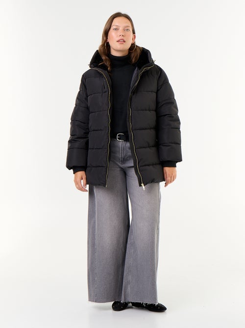 Parka met capuchon gevoerd met imitatiebont - Kiabi