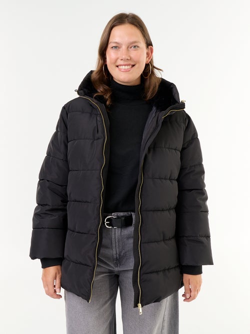 Parka met capuchon gevoerd met imitatiebont - Kiabi