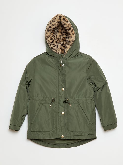 Parka met capuchon met voering van imitatiebont - Kiabi